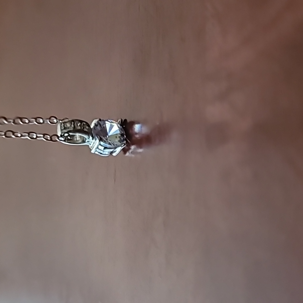 Silver Plated Rhinestone Pendant Necklace - Picture 2 of 6
